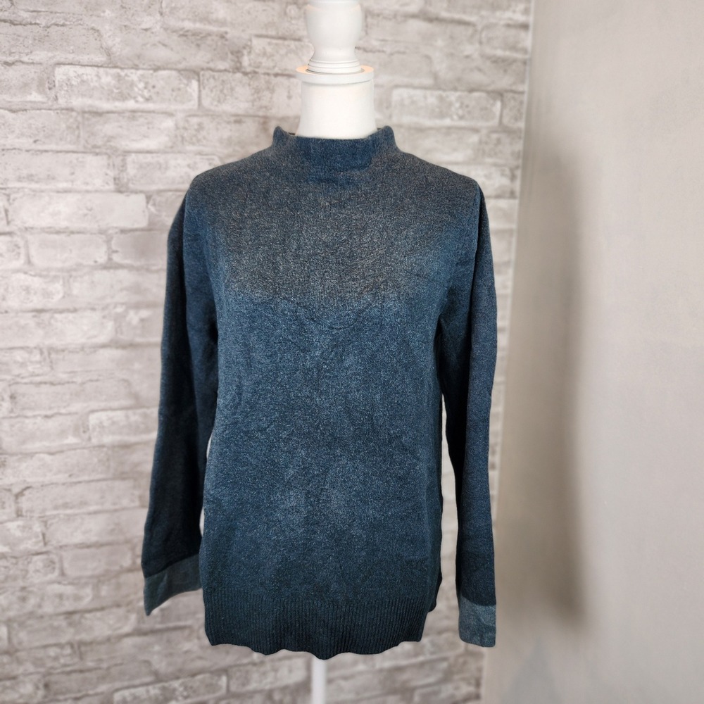 J. Jill Sweater Teal Green Marled Cotton Blend Mock‎ Neck Casual Petite S